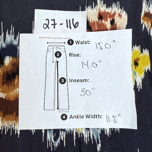 Band of Gypsies Wide Leg Floral Boho Pants Navy Blue Rayon Medium - Picture 8 of 8